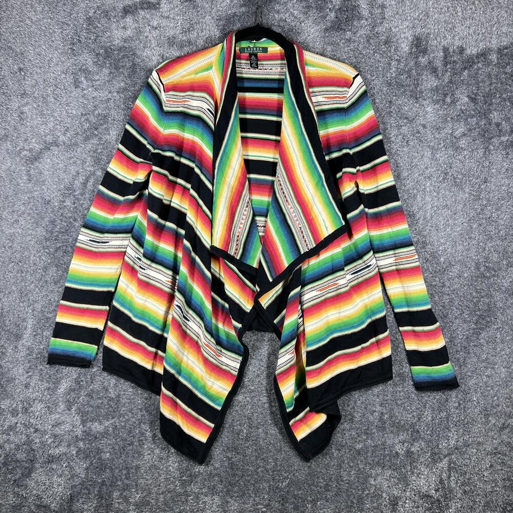 Lauren Ralph Lauren Blouse Womens M Multicolor Kimono Striped Lightweight